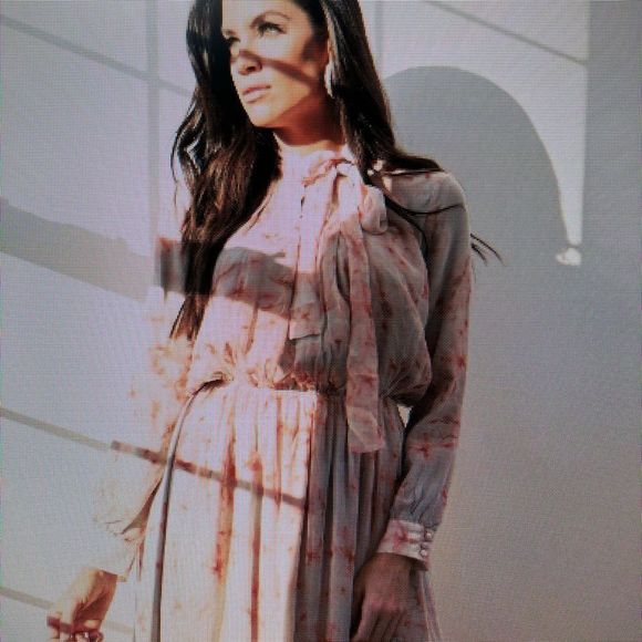 Silk Ellie Makir 100% Silk Printed Floral Midi Dress Medium - Picture 13 of 15